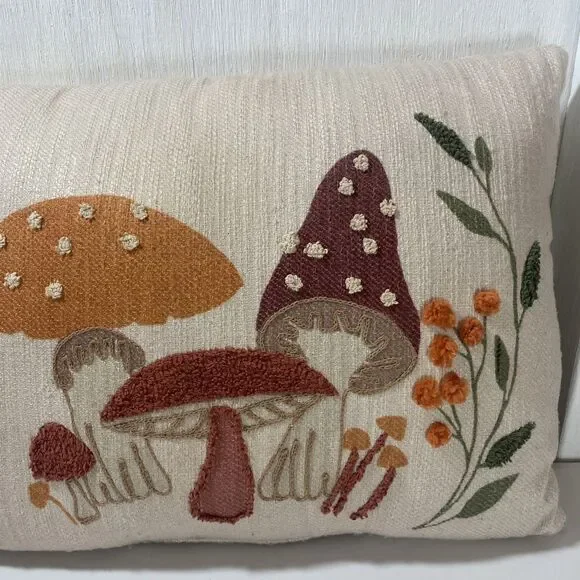 Lux Loom Mushroom Pillow Hand Woven Cotton Shroom Serenity Neutrals 14"x 20" - Picture 4 of 16